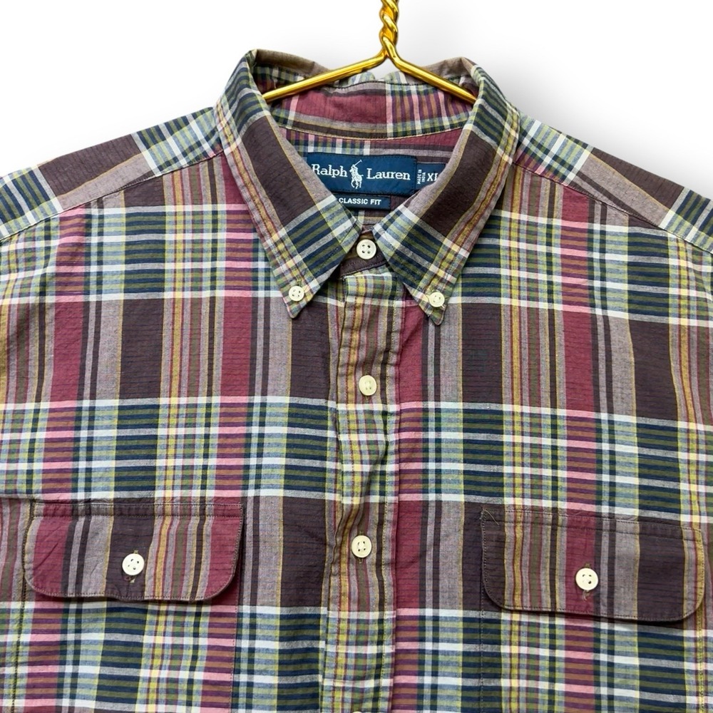 Polo Ralph Lauren Classic Fit Plaid Shirt XL Button Down Short Sleeve Cotton